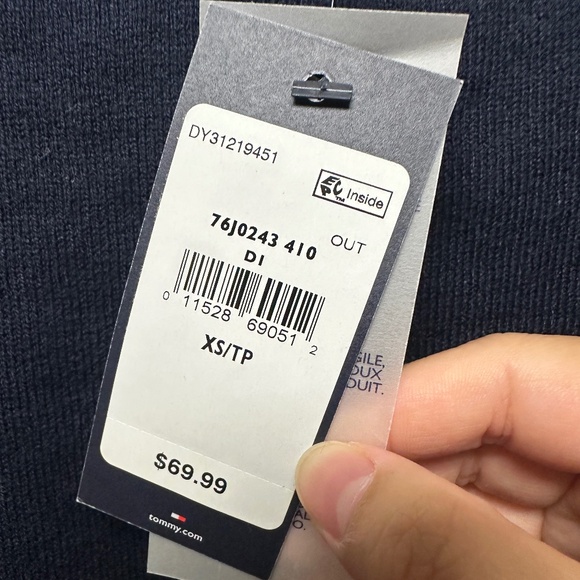 NWT! Tommy Hilfiger Women's Knit Sweater Crewneck Cotton In Navy Size XS - Picture 5 of 5